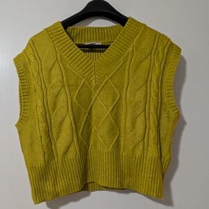 Olive Green Cable Knit Sweater Vest
